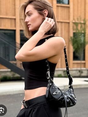 NWOT Balenciaga Croc-Embossed Le Cagole XS Shoulder Bag
